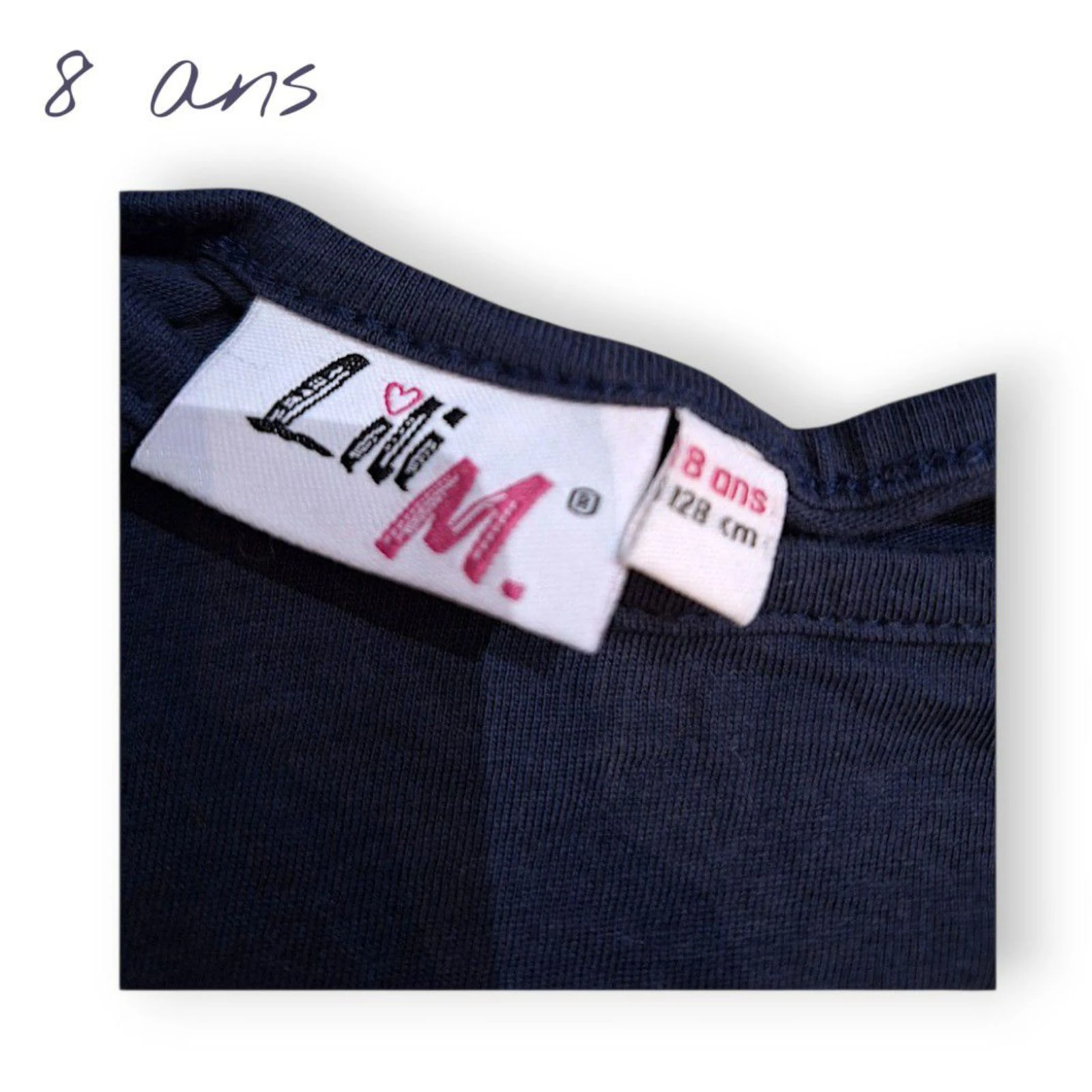 💥👕 Blauw T-shirt "AMOUR" – 8 jaar – coole stijl 👕💥 – photo 3